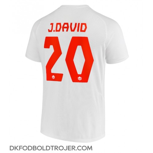 Billige Canada Jonathan David #20 Udebane Fodboldtrøjer VM 2022 Kortærmet